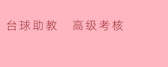 台球助教 高级考核